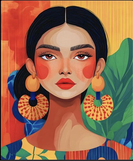 צביעה לפי מספרים - ציור אישה טרופית