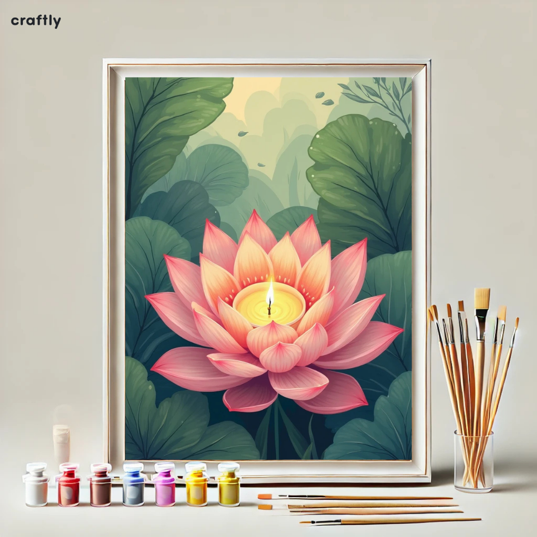 צביעה לפי מספרים - ציור לוטוס בוער