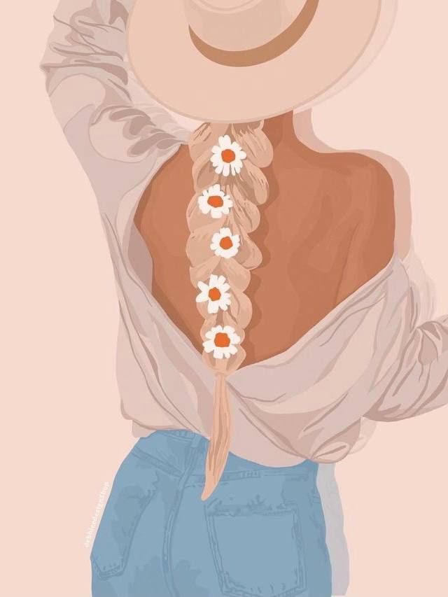 צביעה לפי מספרים - דיוקן נשי עם כובע ופרחים בשיער