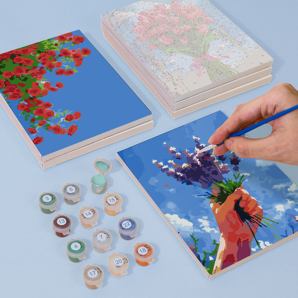 קיט מיני – מארז 6 ציורי זר פרחים בשמיים