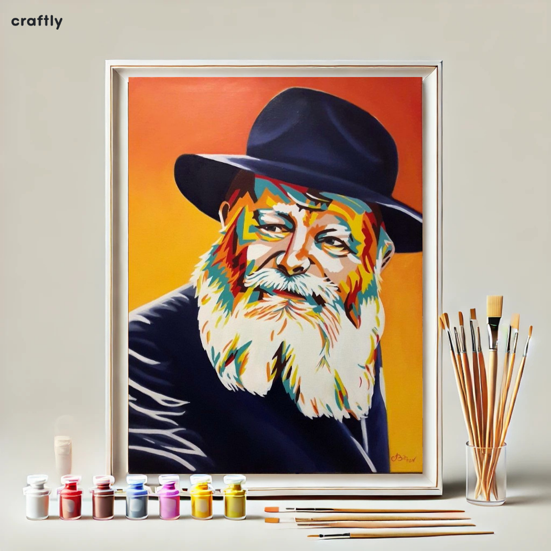 צביעה לפי מספרים - דיוקן הרבי מליובאוויטש פופ ארט צבעוני