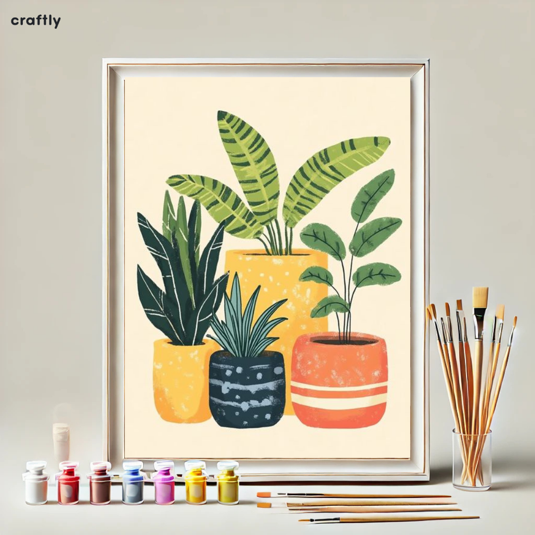 צביעה לפי מספרים - עציצים טרופיים