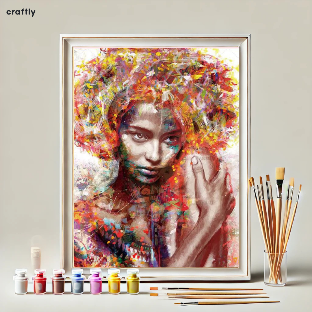 צביעה לפי מספרים - דיוקן אמנותי של אישה