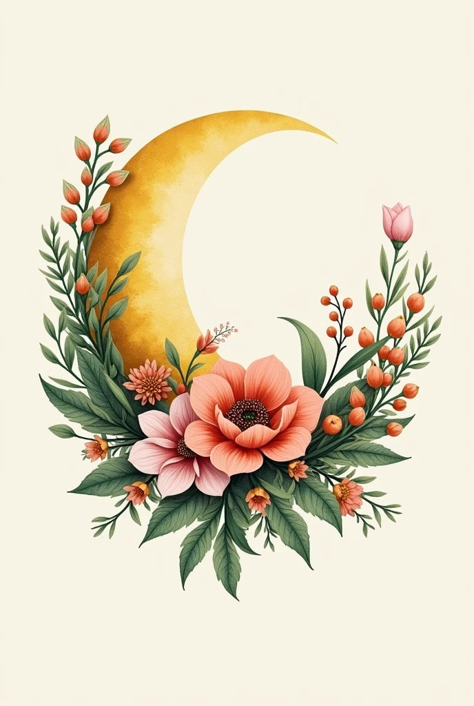 צביעה לפי מספרים - ציור ירח ופריחה