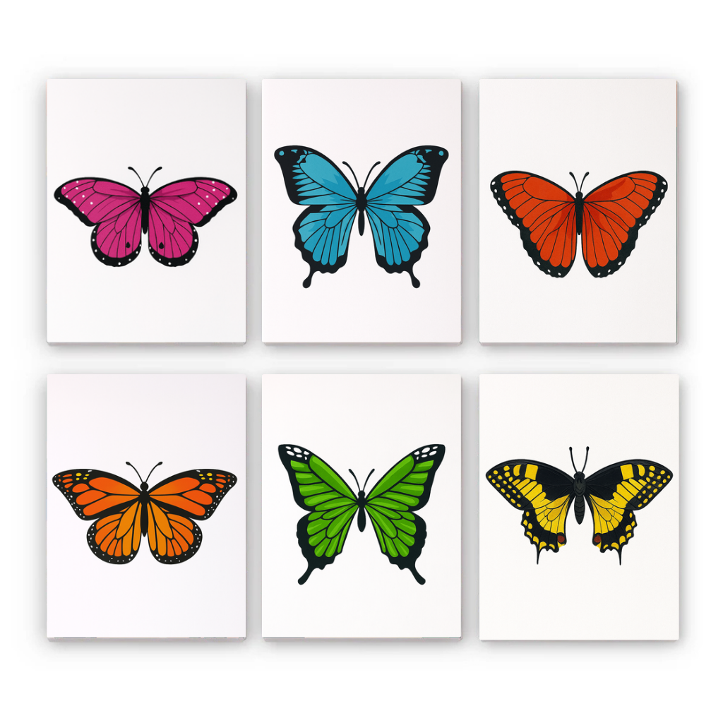 קיט מיני – מארז 6 ציורים פרפרים צבעוניים
