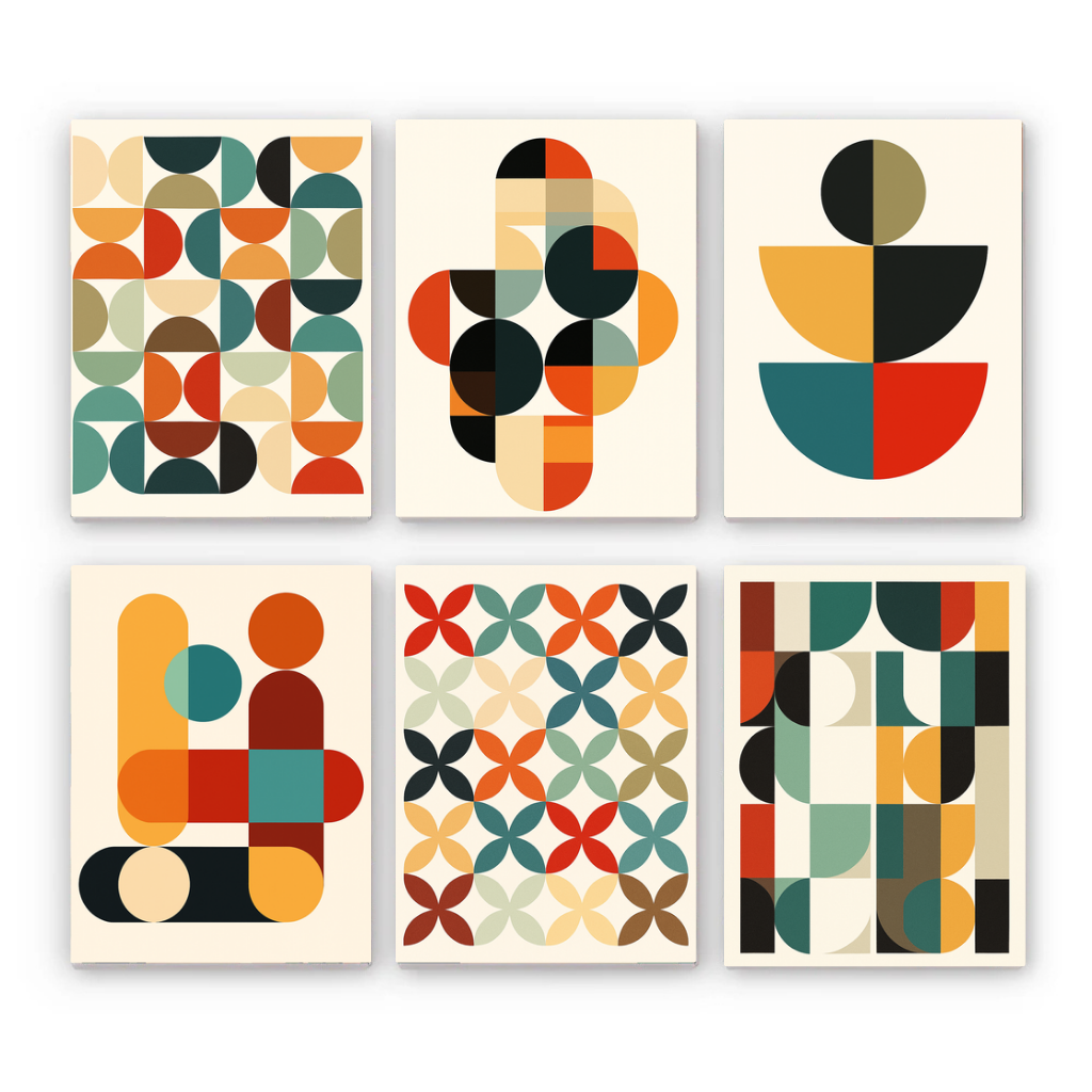 קיט מיני – מארז 6 ציורים אמנות גיאומטרית מודרנית