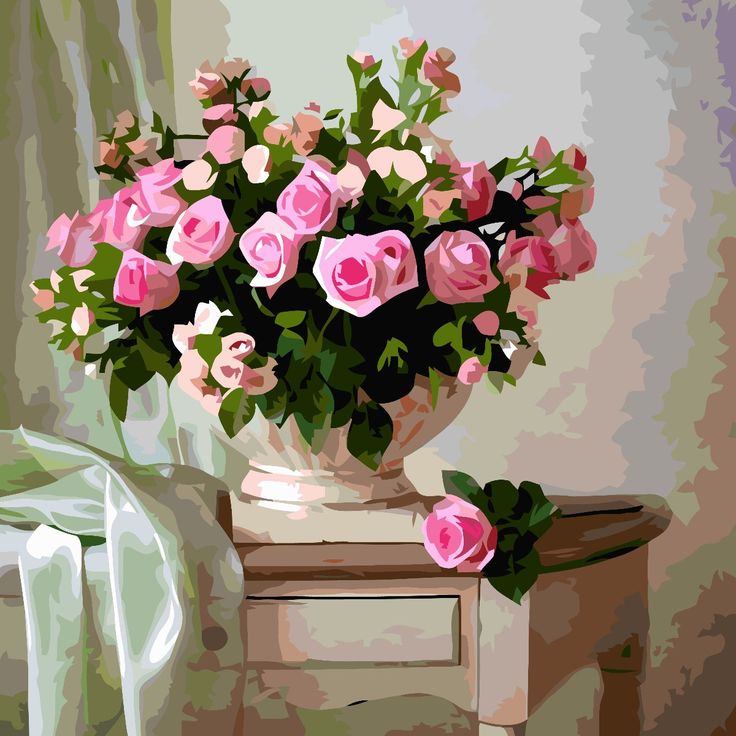 צביעה לפי מספרים - ציור פיונים אדומים