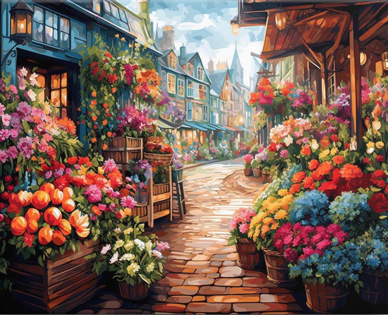 צביעה לפי מספרים - רחוב אירופאי קסום