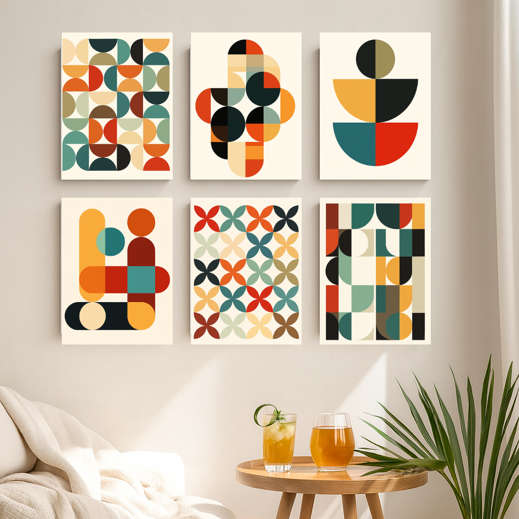 קיט מיני – מארז 6 ציורים אמנות גיאומטרית מודרנית