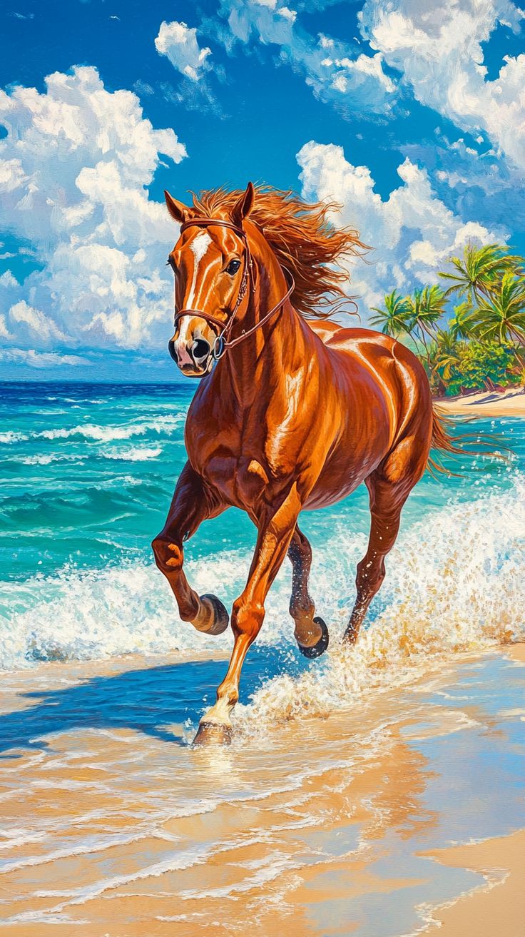 ציור יהלומים - סוס בגלים