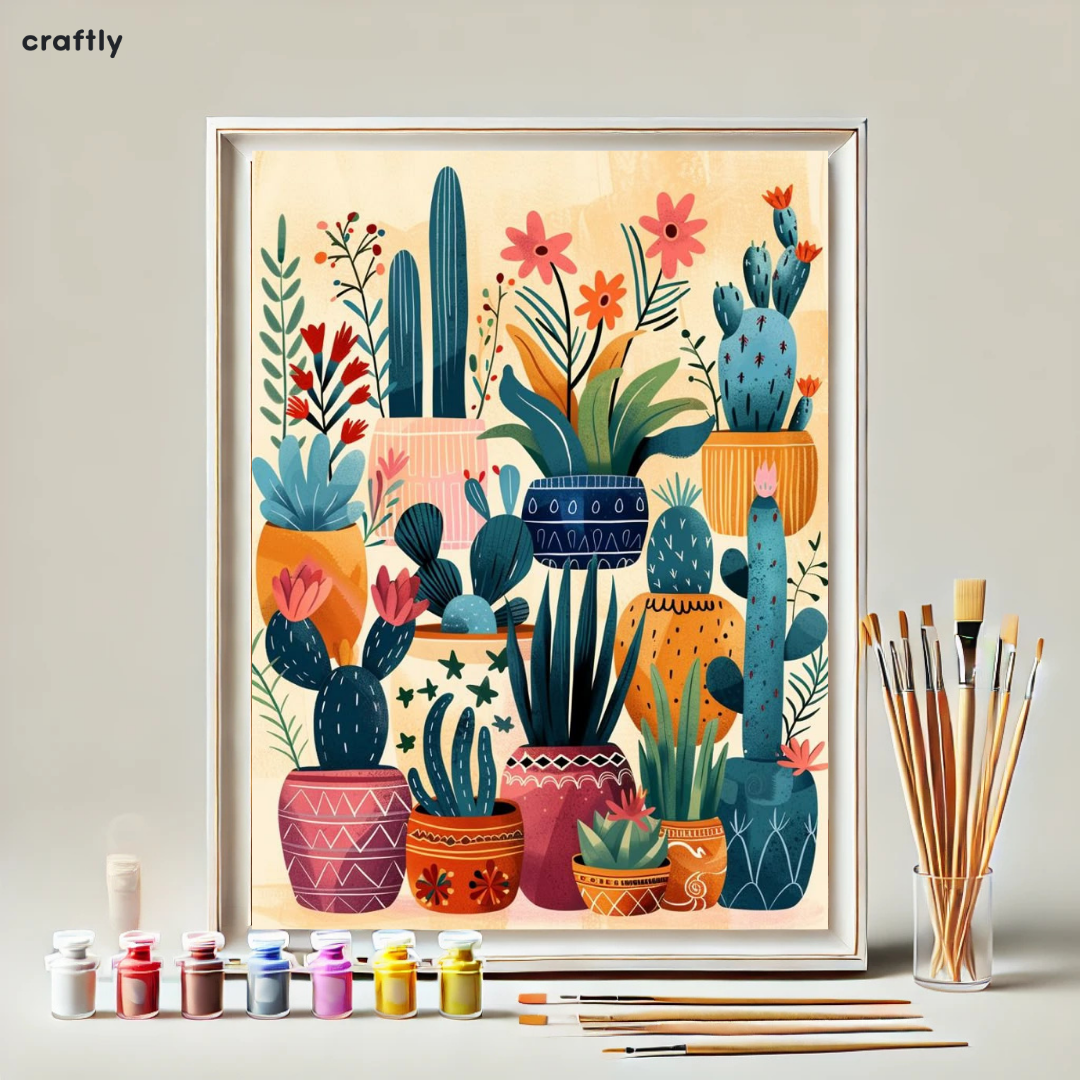 צביעה לפי מספרים - ציור קולקציית קקטוסים