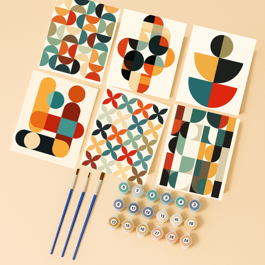 קיט מיני – מארז 6 ציורים אמנות גיאומטרית מודרנית