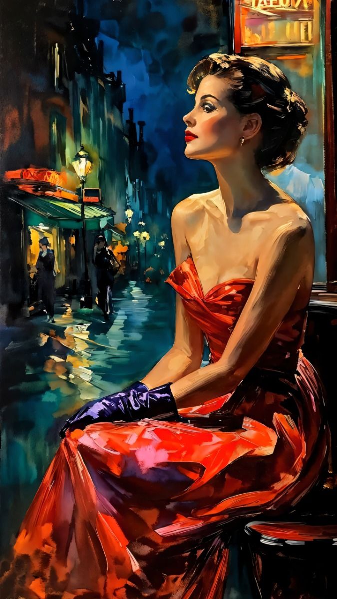 צביעה לפי מספרים - ציור אישה בשמלת ערב אדומה