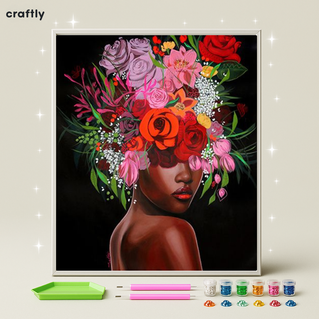 ציור יהלומים - פורטרט פרחים