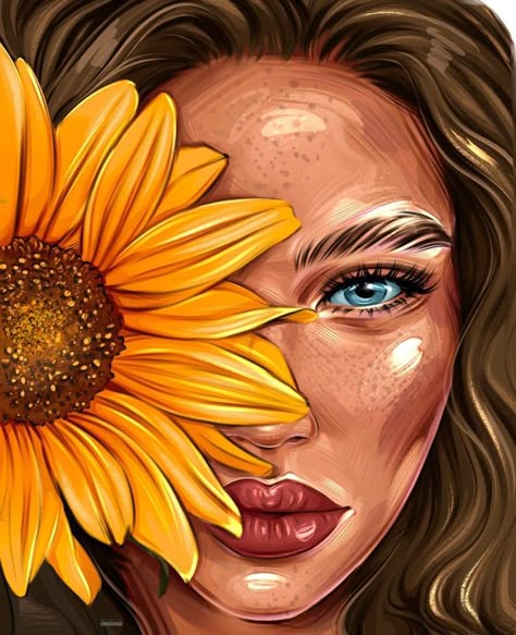 צביעה לפי מספרים - דיוקן אישה עם חמנייה