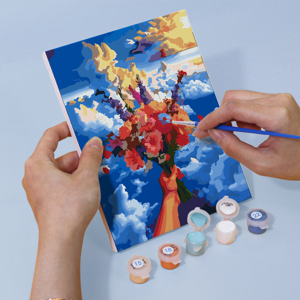 קיט מיני – מארז 6 ציורי זר פרחים בשמיים