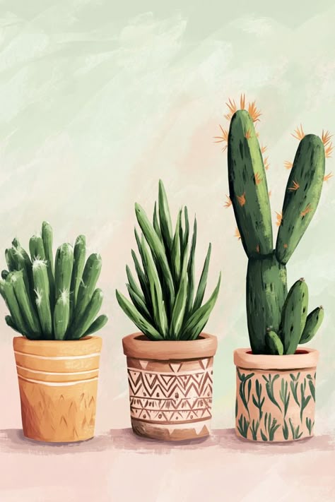 צביעה לפי מספרים - עציצי קקטוסים מעוצבים