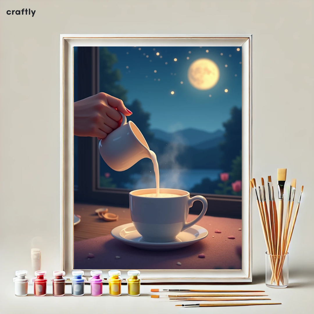 צביעה לפי מספרים – ציור תה לאור ירח