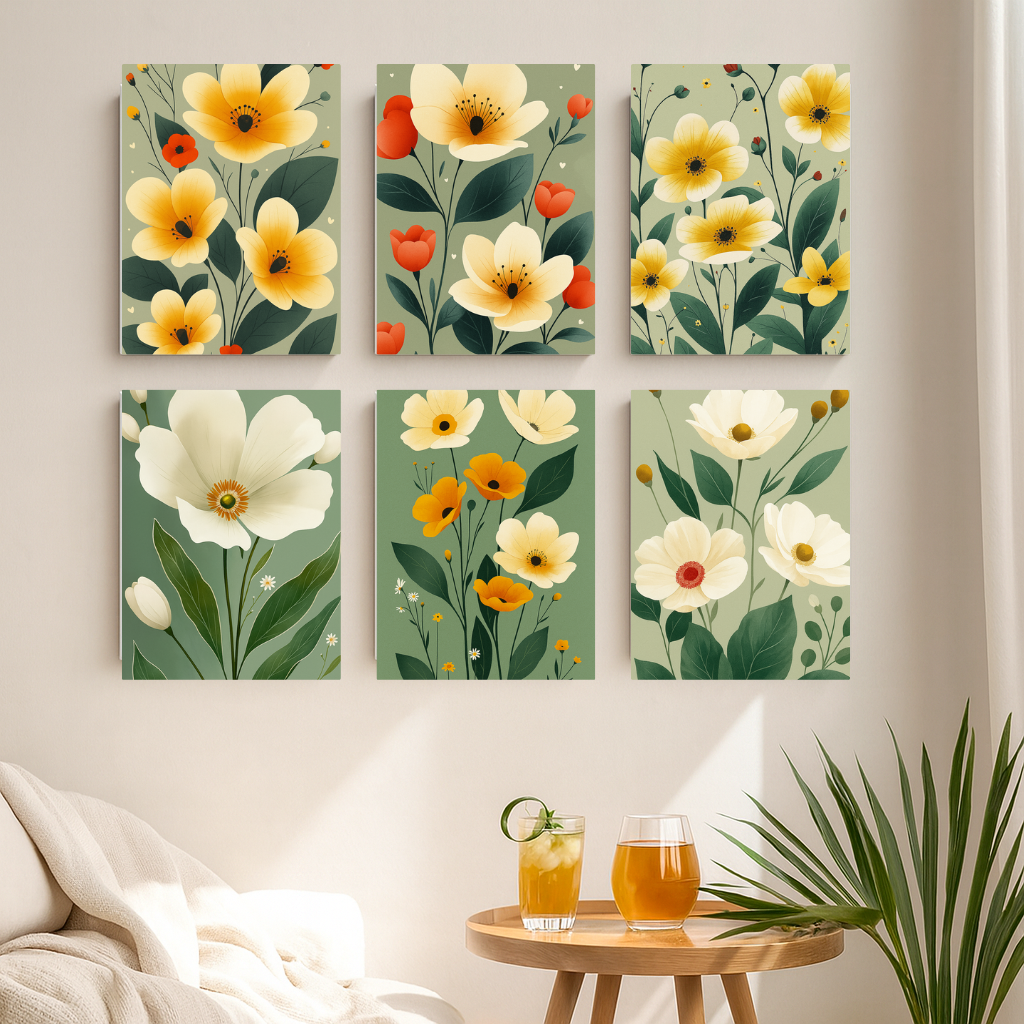 קיט מיני – מארז 6 ציורים פרחי שדה