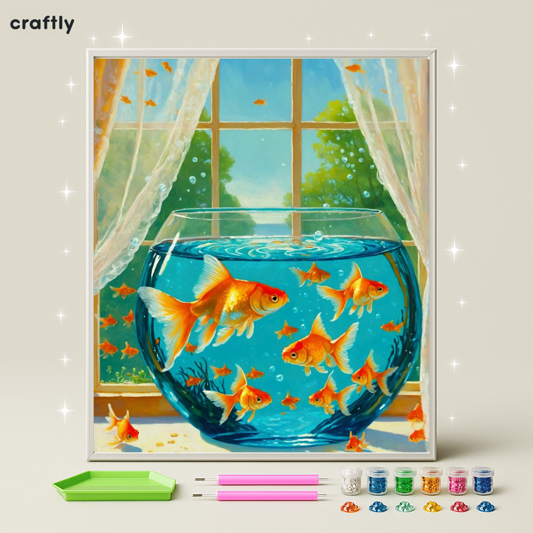 ציור יהלומים - דגי זהב באקווריום