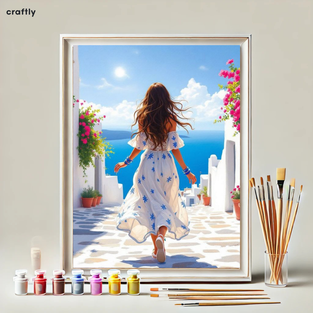 צביעה לפי מספרים - ציור בוקר ביוון