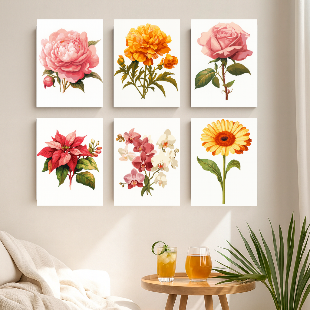 קיט מיני – מארז 6 ציורים פרחי גן קלאסיים