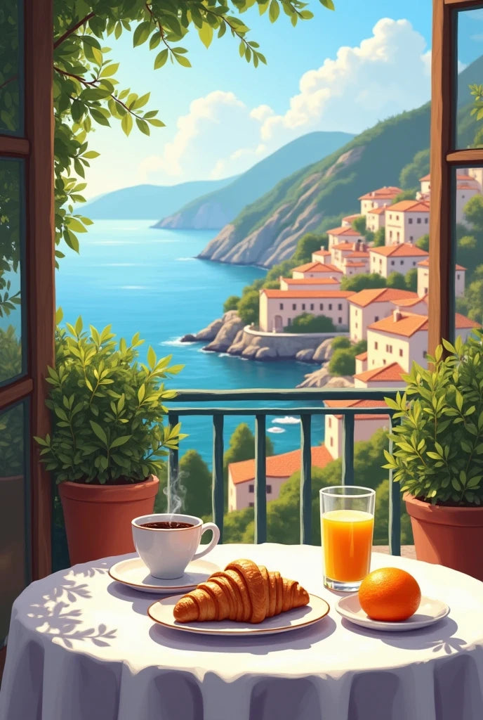 צביעה לפי מספרים - ציור בוקר ים תיכוני