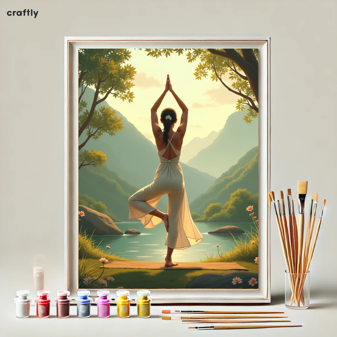 צביעה לפי מספרים – ציור יוגה באגם