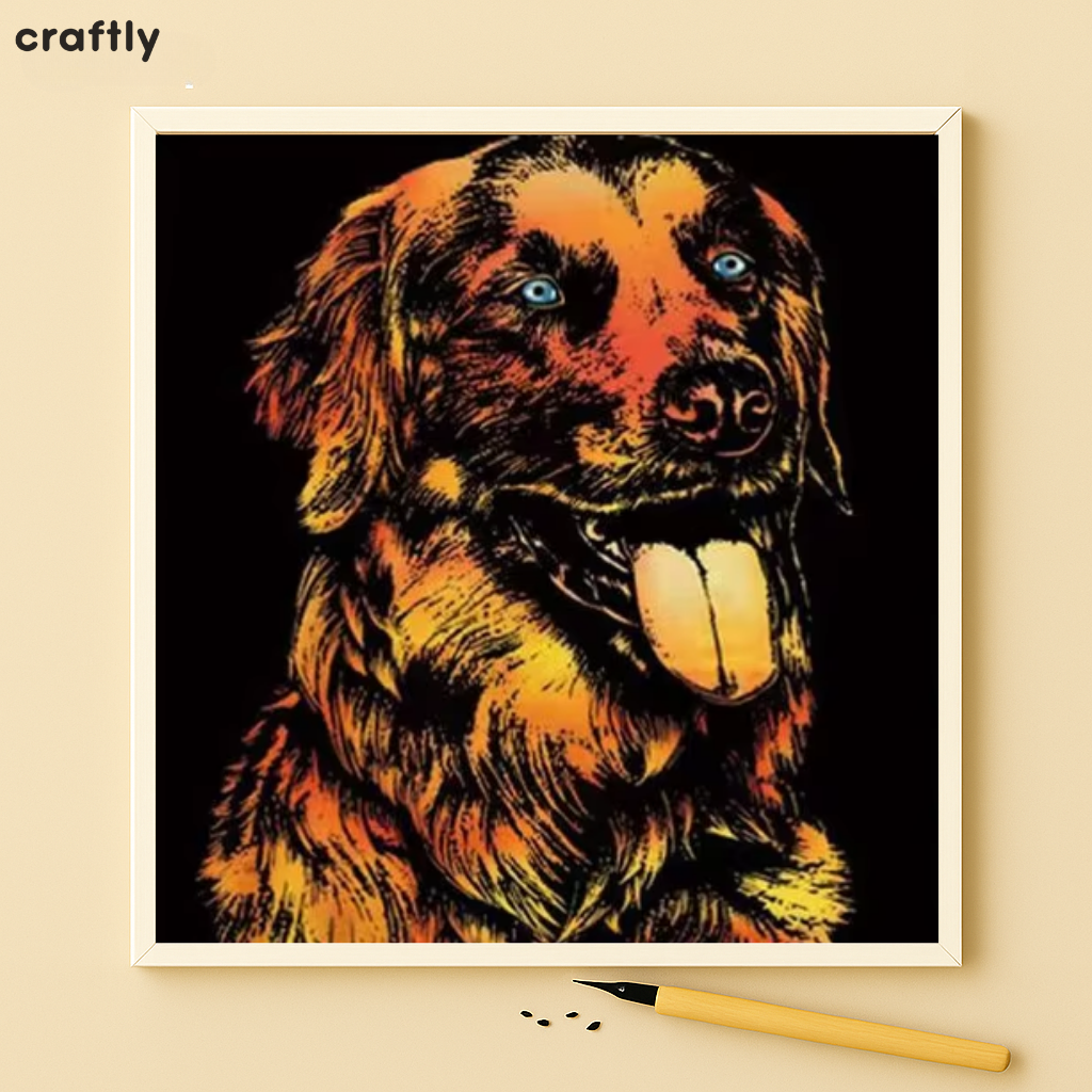 דפי גירוד קסם – כלב שמח