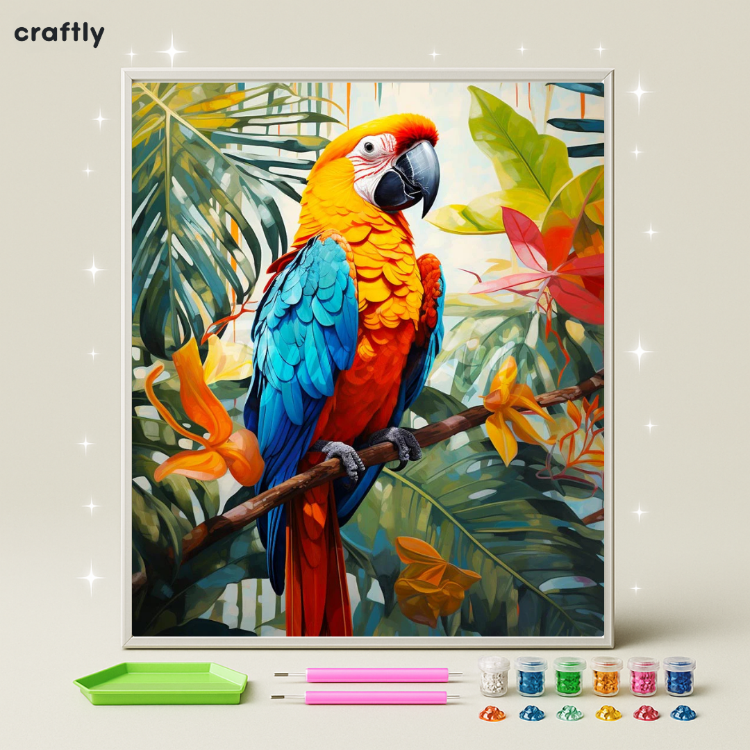 ציור יהלומים - תוכי צבעוני