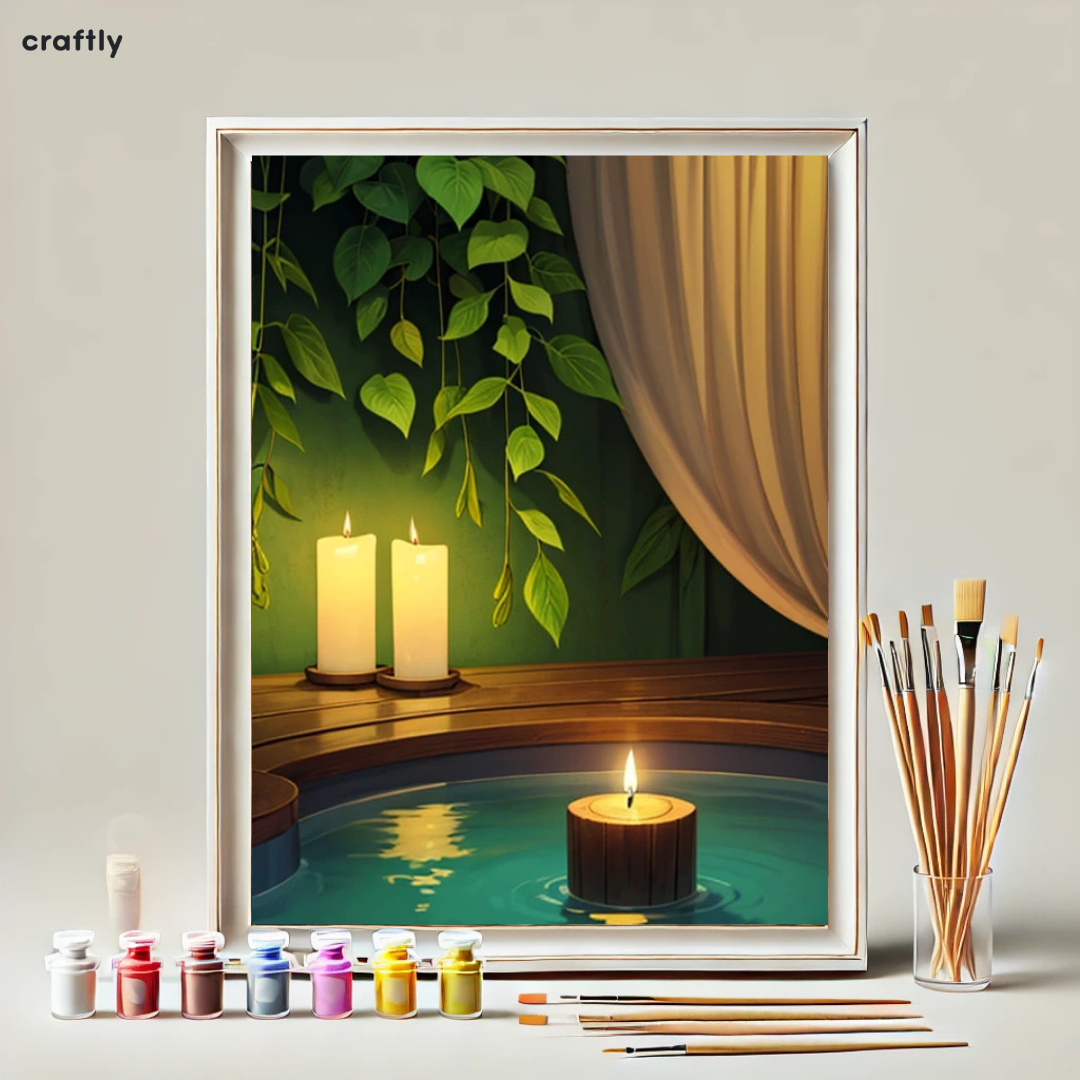 צביעה לפי מספרים - ציור נרות באמבטיה טבעית