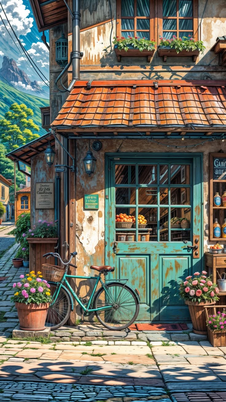 צביעה לפי מספרים - ציור חנות כפרית