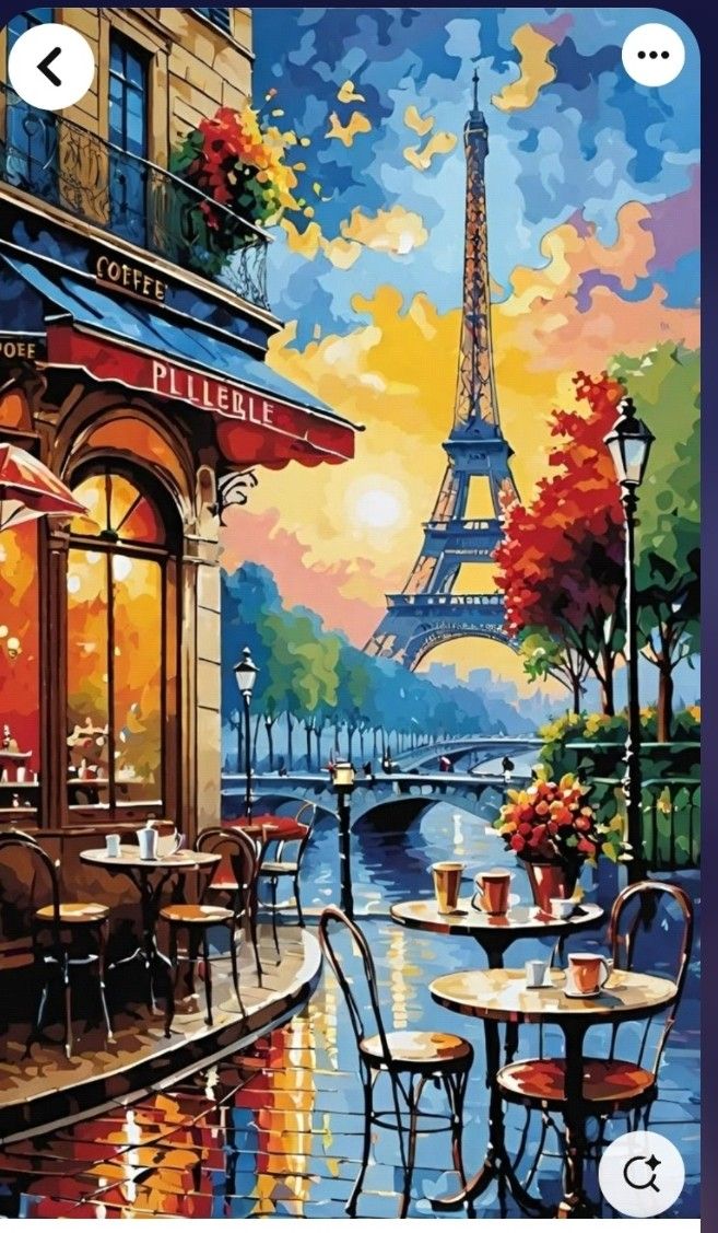 ציור יהלומים - קפה בפריז
