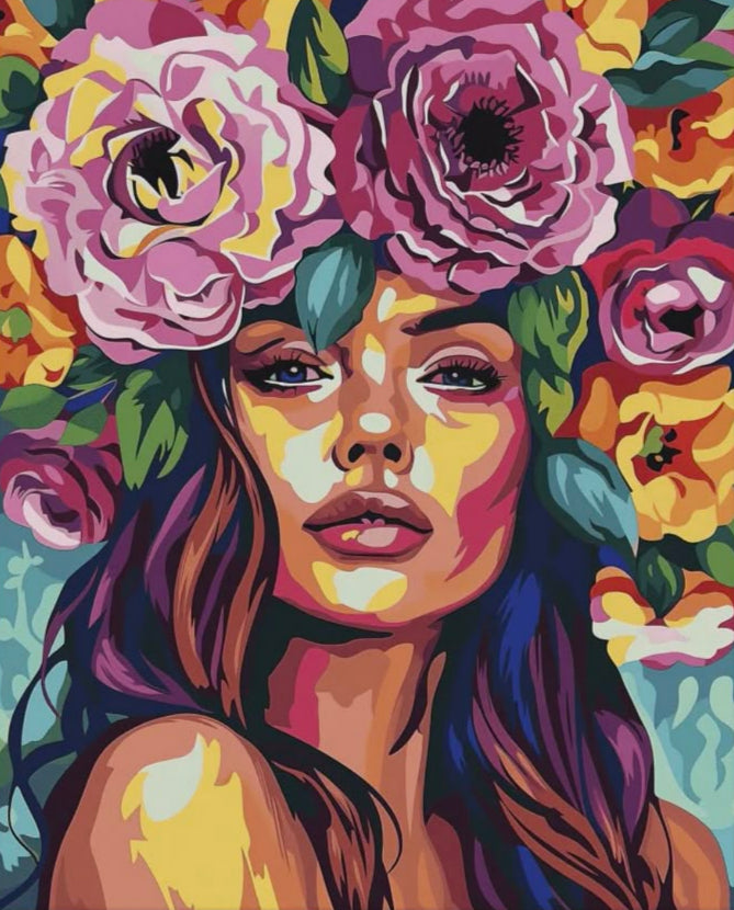 צביעה לפי מספרים - ציור פרחי קשת