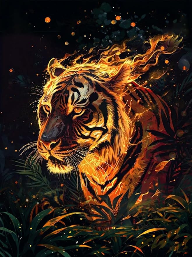 ציור יהלומים - נמר אש