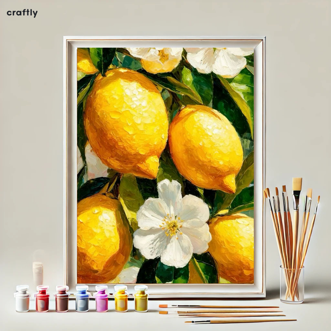 צביעה לפי מספרים - ציור לימונים ריאליסטיים