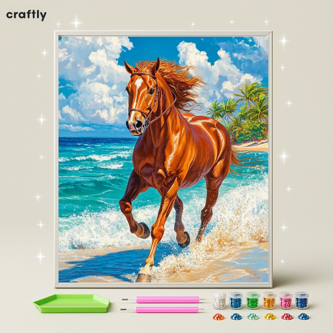 ציור יהלומים - סוס בגלים