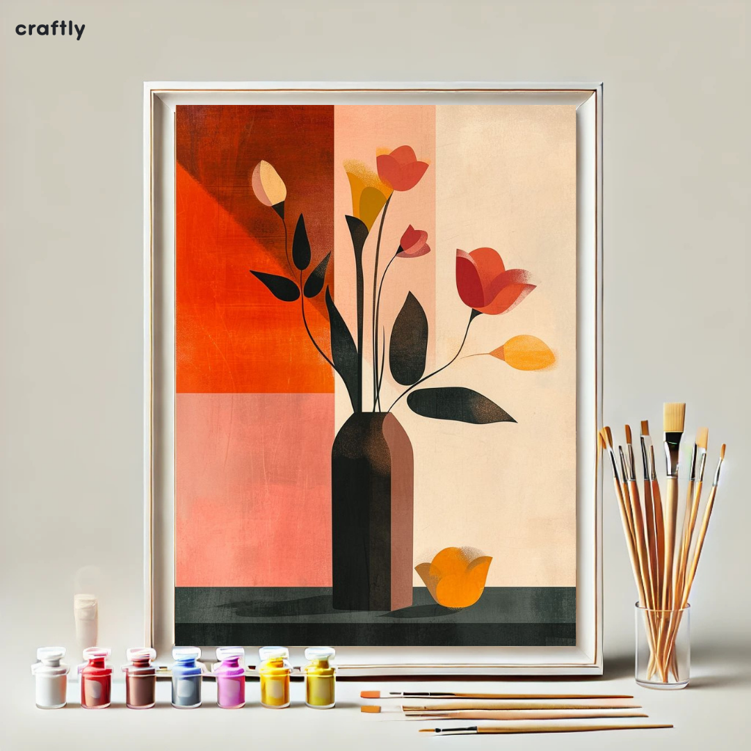 צביעה לפי מספרים - ציור פרחים גיאומטריים