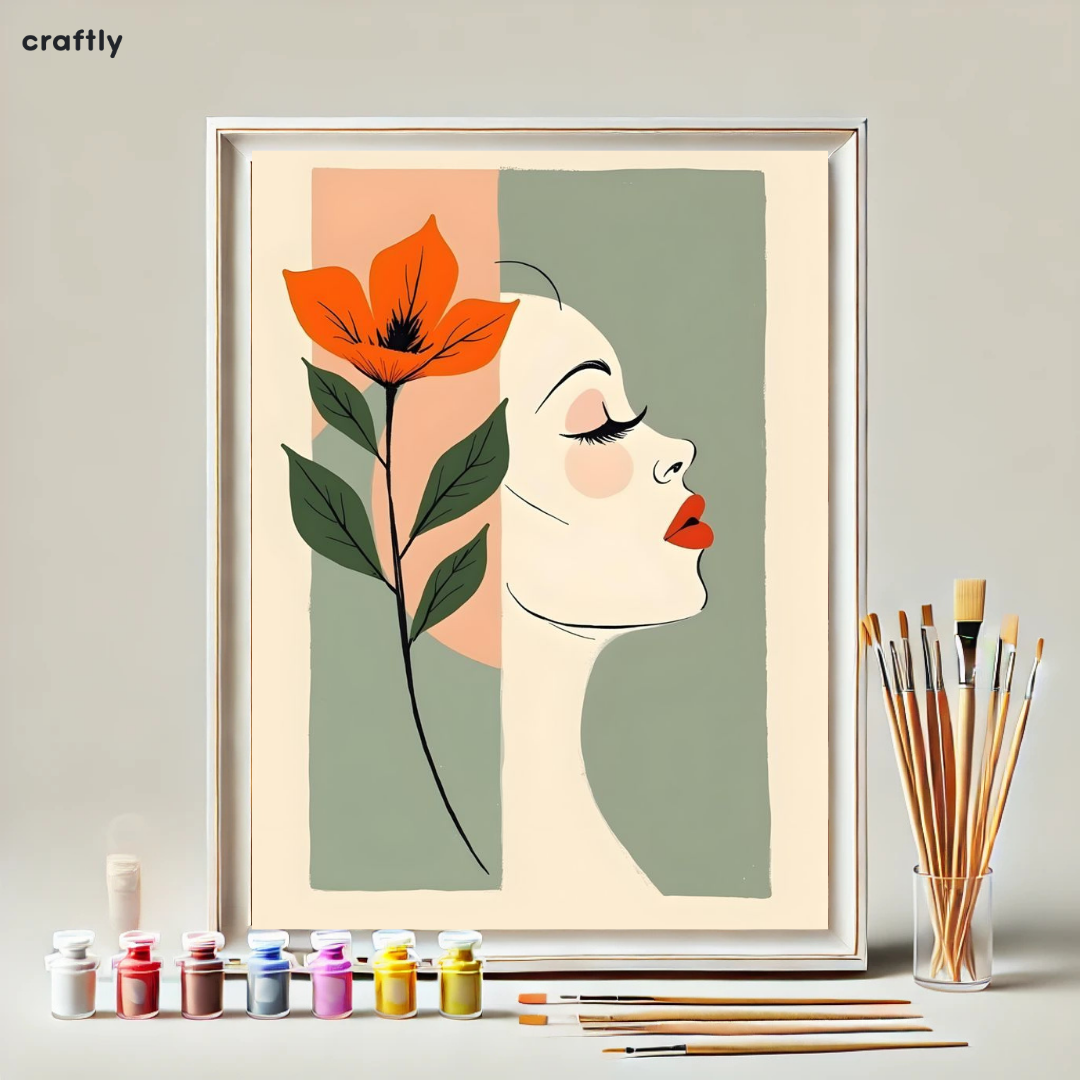צביעה לפי מספרים - ציור אישה ופרח