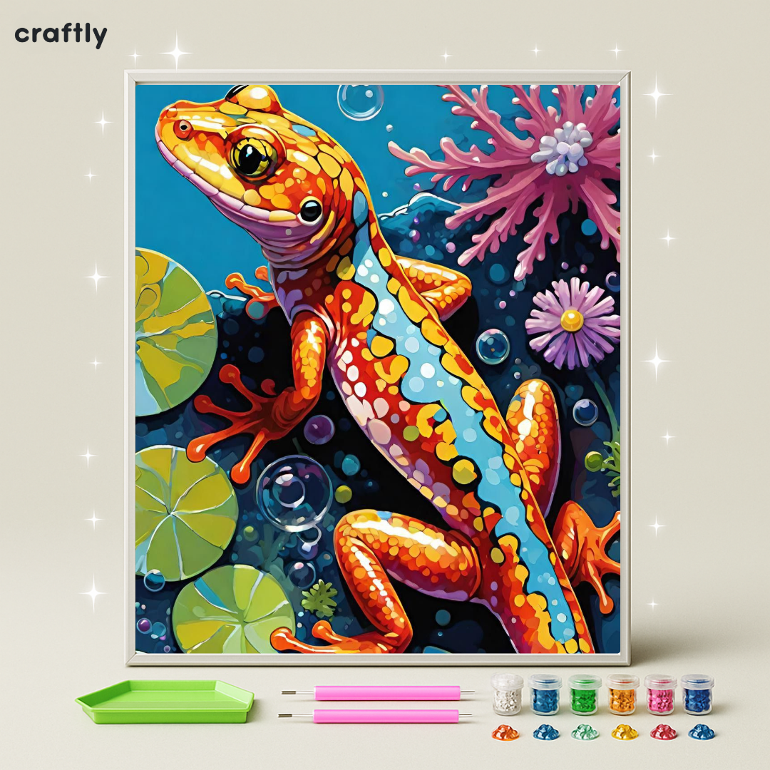 ציור יהלומים - סלמנדרה צבעונית