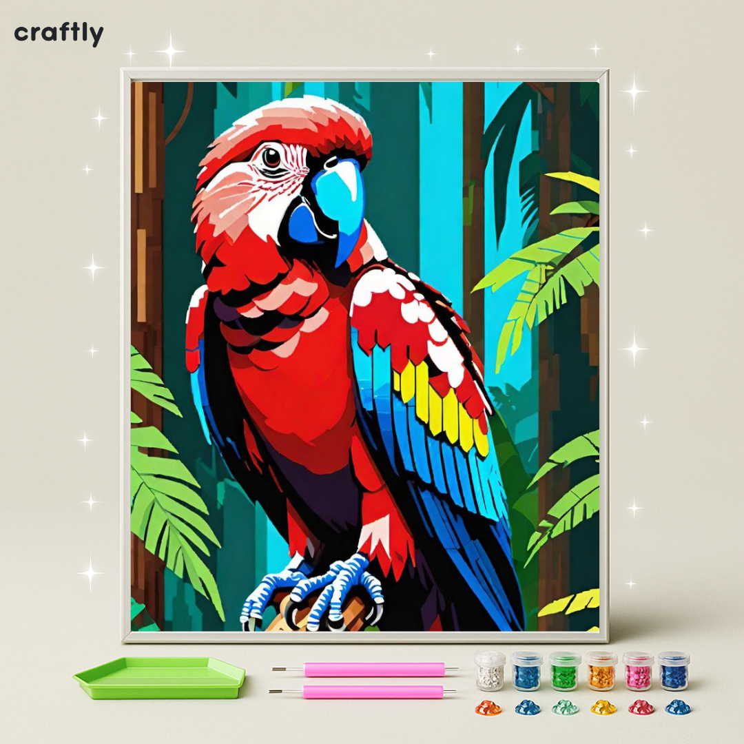 ציור יהלומים - תוכי צבעוני