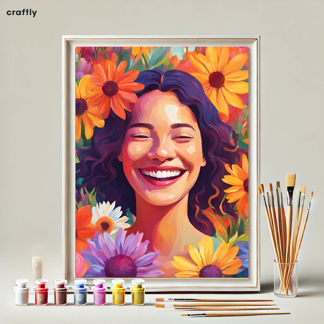 צביעה לפי מספרים - ציור אישה פורחת