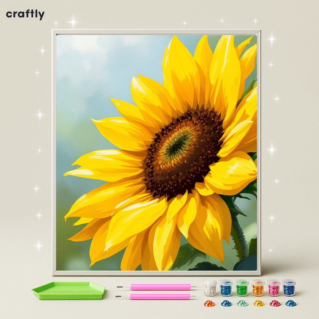 ציור יהלומים - חמנייה זוהרת