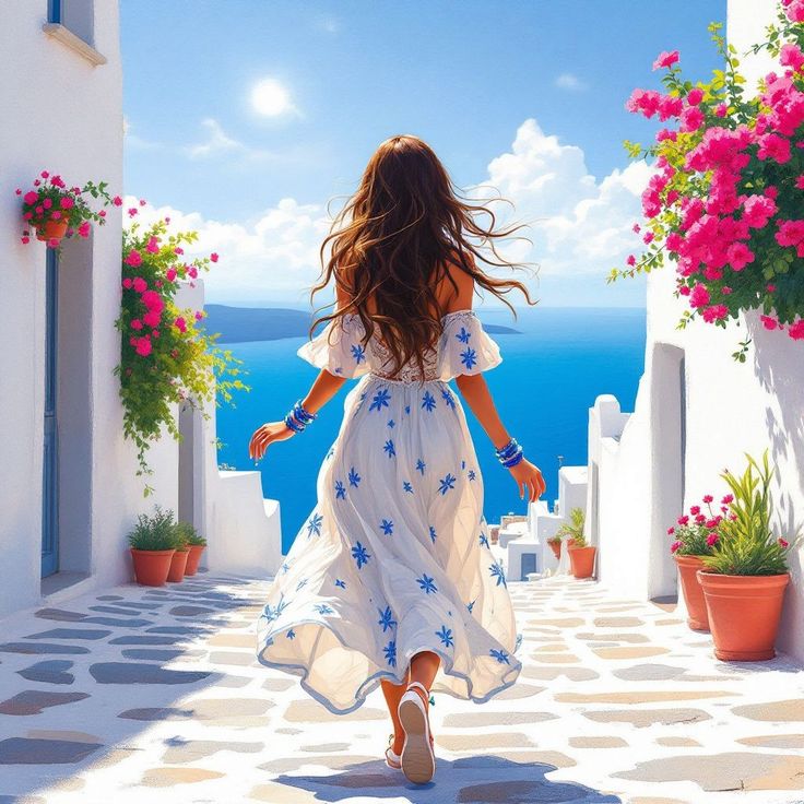 צביעה לפי מספרים - ציור בוקר ביוון