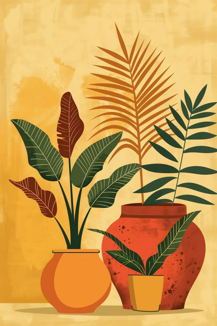 צביעה לפי מספרים - ציור עציצים כתומים