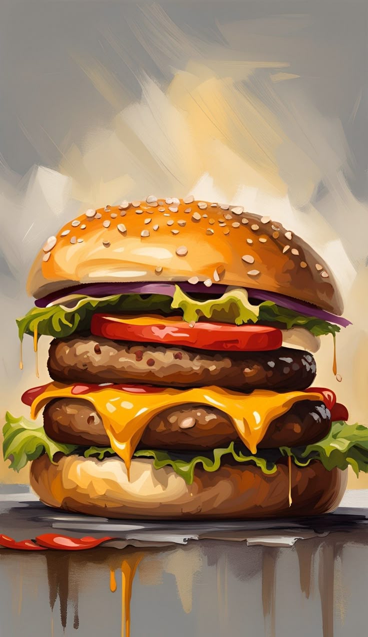 צביעה לפי מספרים - ציור המבורגר עסיסי