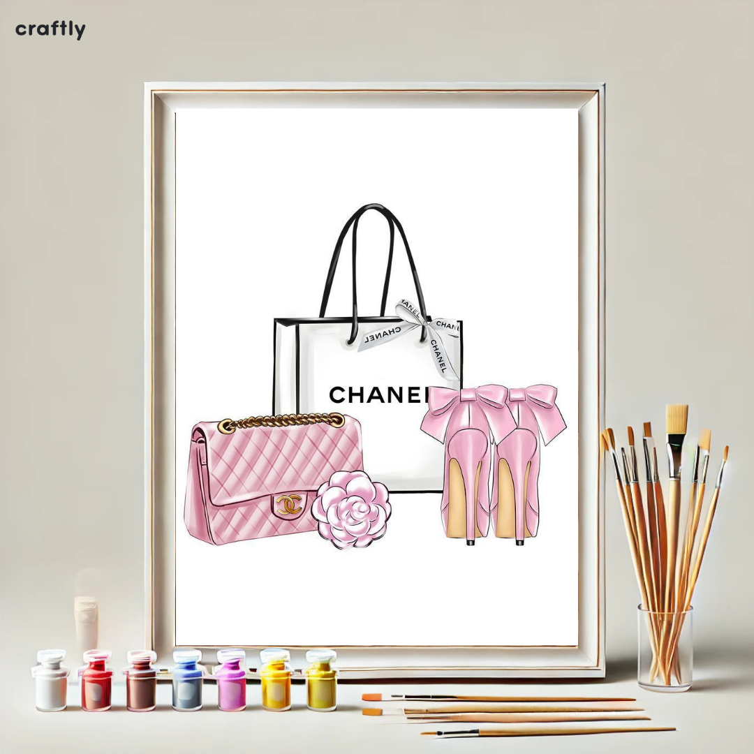 צביעה לפי מספרים - ציור תיקים ונעליים של שאנל