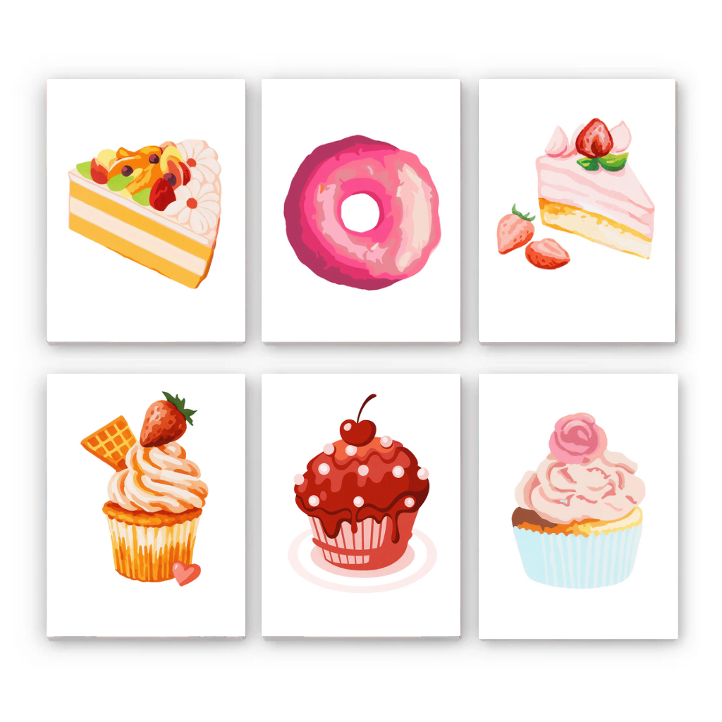 קיט מיני – מארז 6 ציורים קינוחים מתוקים