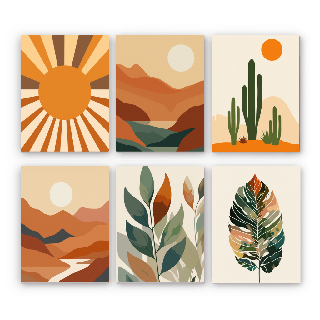 קיט מיני – מארז 6 ציורים נופי מדבר ובוטניקה