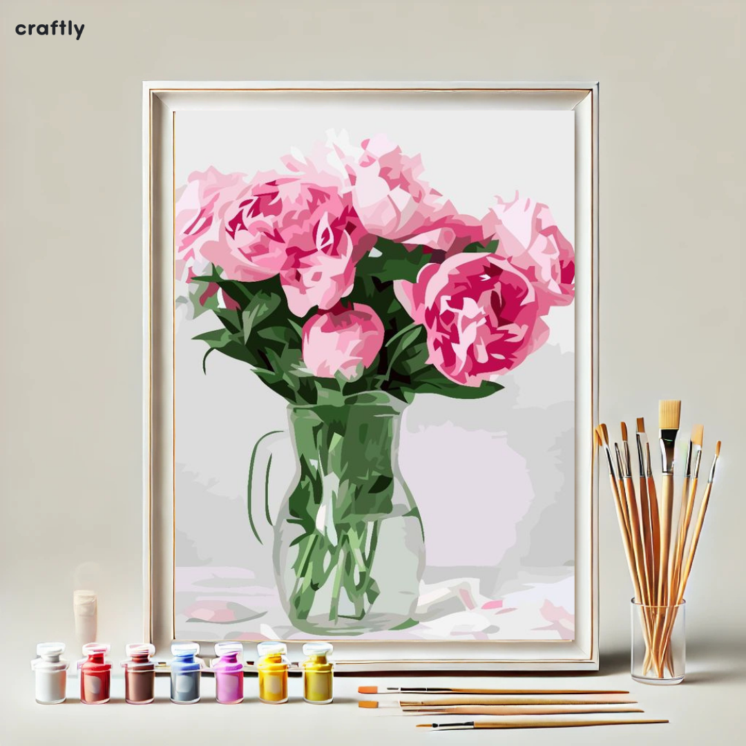 צביעה לפי מספרים - ציור ורדים בזכוכית